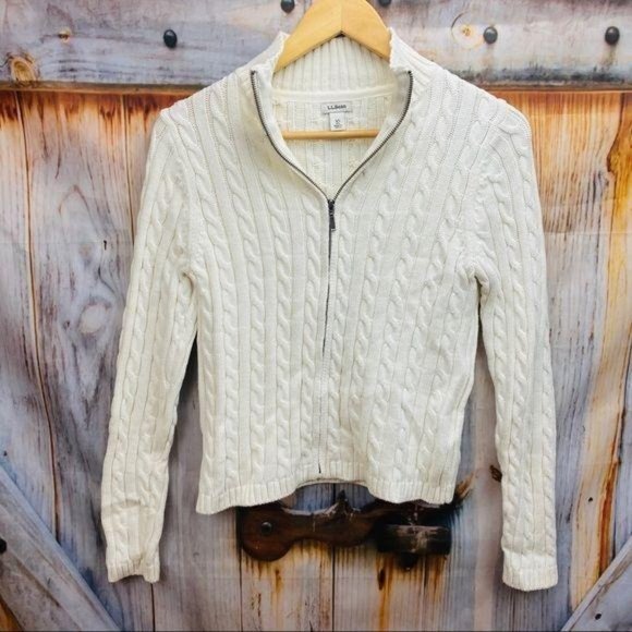 L.L. Bean Sweaters - L.L. Bean Zip Up Cream Cardigan XS